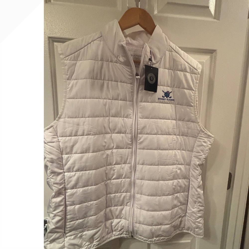 NWT Arnold Palmer Desert Classic Golf Vest Mens White Quilted Full Zip Puffer L